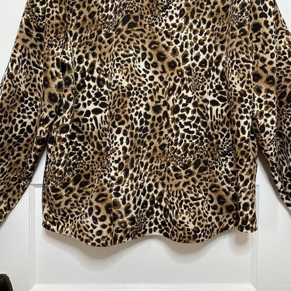 Notations Leopard Print Button-Up Shirt Womens XL Classic City Maximalist Preppy - Picture 11 of 11